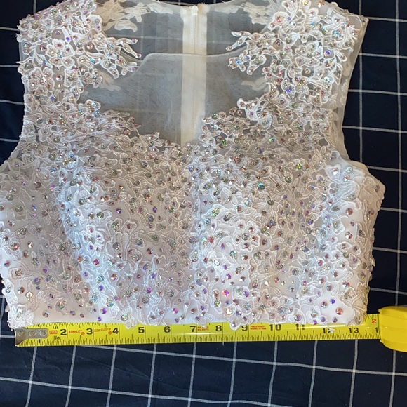 Gorgeous Two Piece w Swarovski Crystals Beading Formal Dress White S M L Skirt - Picture 4 of 15